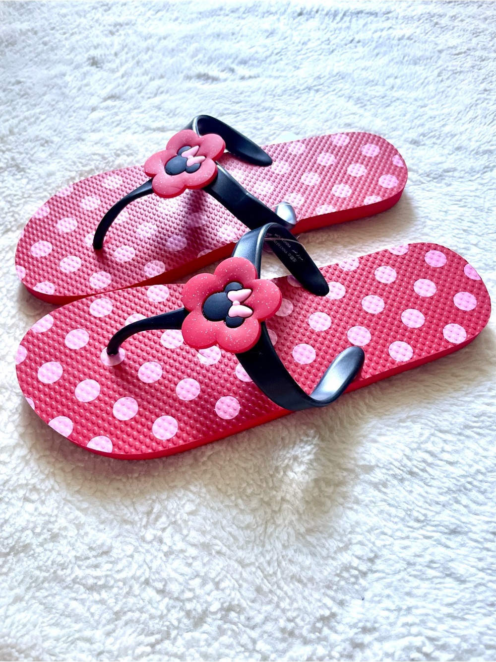 Disney Parks Minnie Mouse Polka Dot Flower Flip Flops